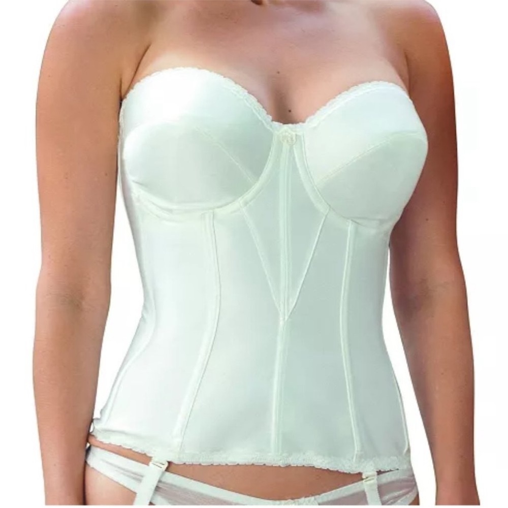 Women’s Carnival White Full Coverage Bustier Corset Bra ~ 36D Style 424